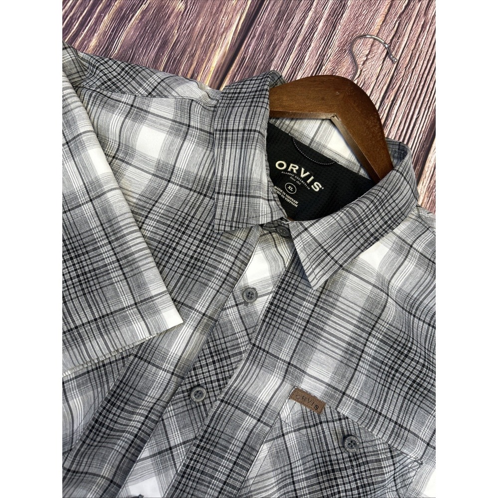 ORVIS Classic Colection Short‎ Sleeve Button Up Gray Check Mens XL Shirt